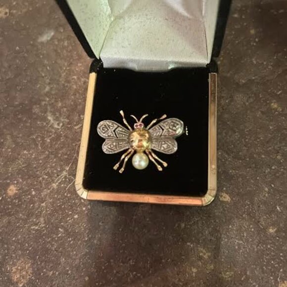Antique Edwardian Gold & Silver Insect Jewelry